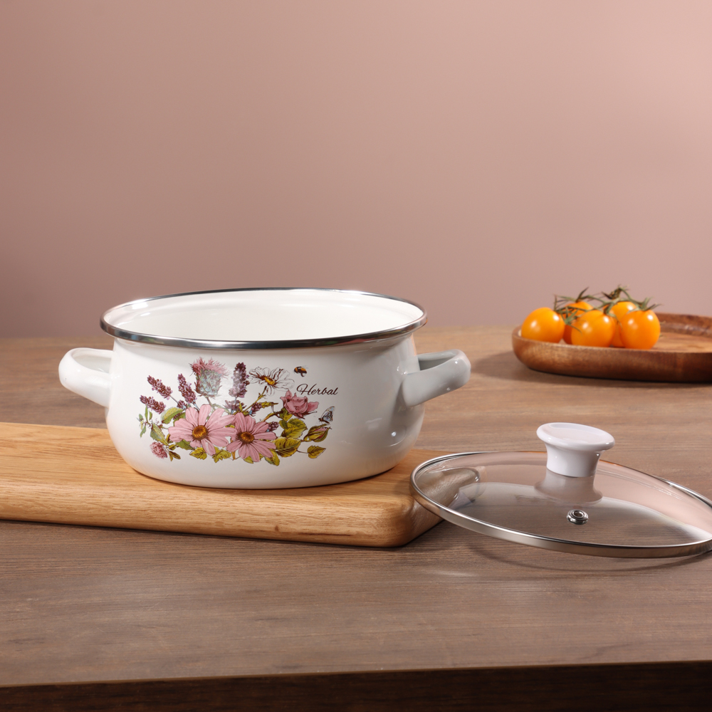 Набор мини-кастрюли 2шт.+салатник 1шт., с крышками, 6 пр (14/16/+14см, 0,7/1,1+0,7л) "Ботаника" - #14