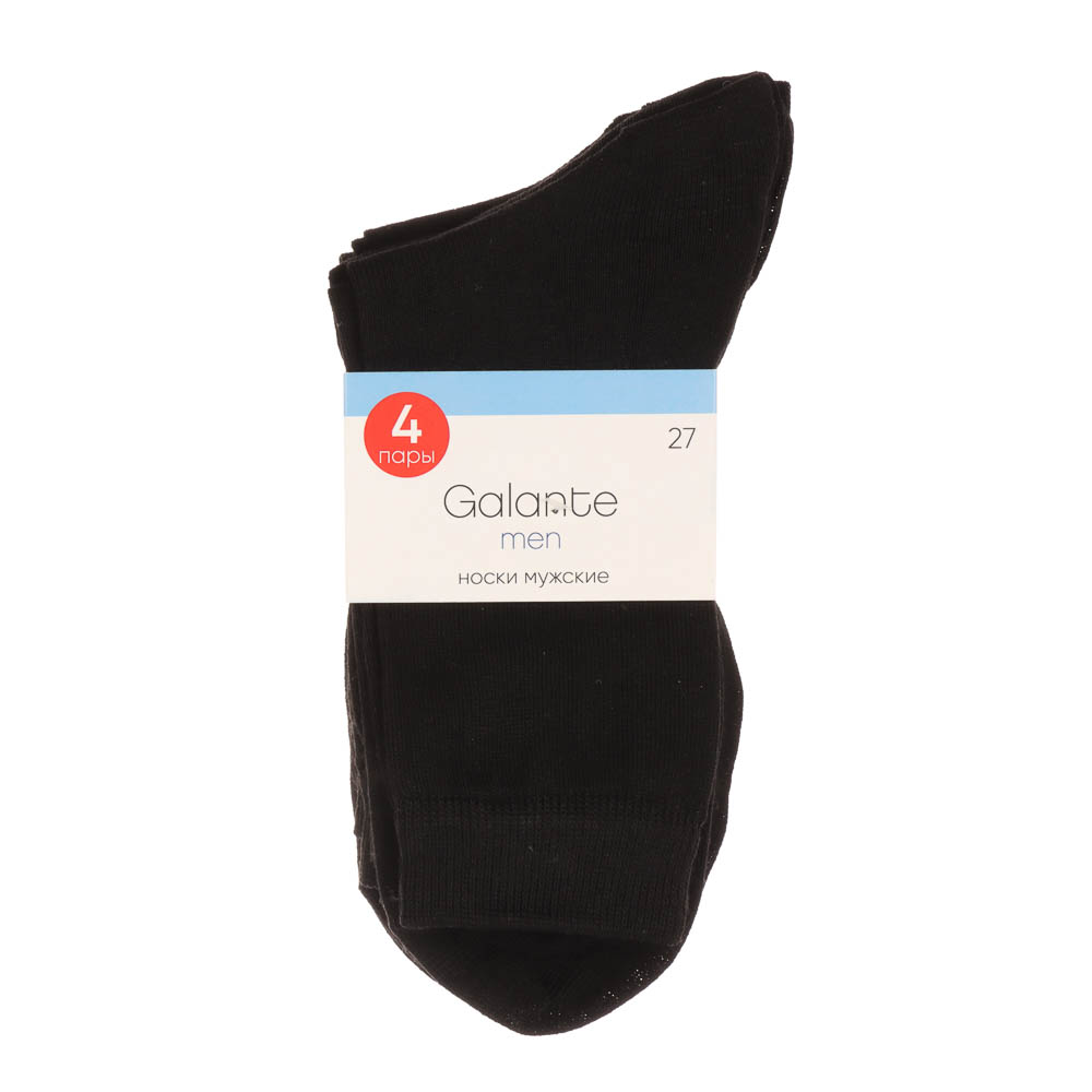 Набор носков 4 пары, GALANTE, р. 27, 70% хлопок, 29% полиамид, 1% эластан, черные - #5