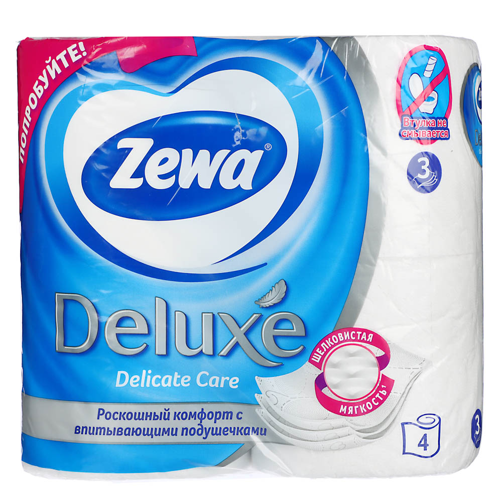 Туалетная бумага Zewa Deluxe, трехслойная, 4 шт - #2