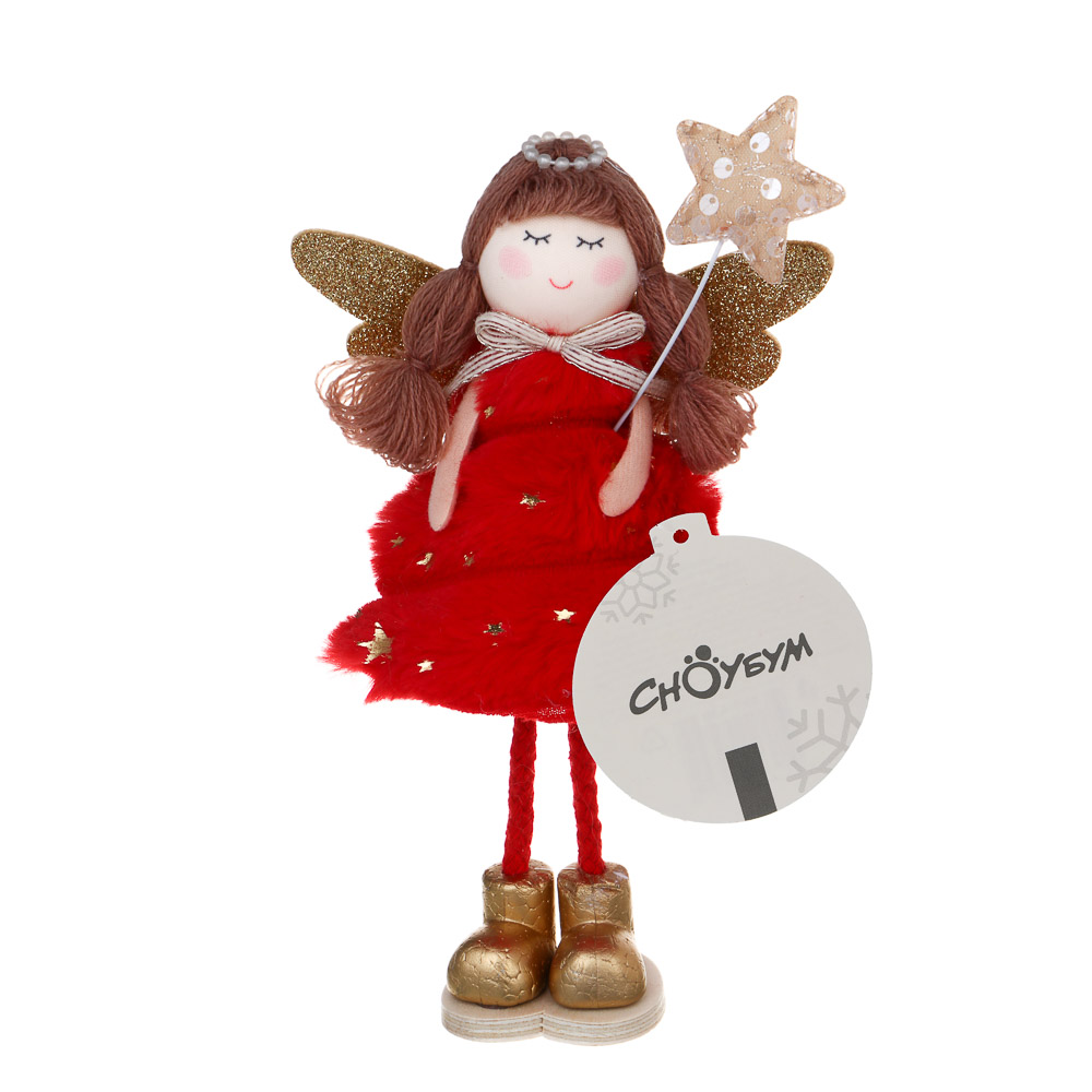 СНОУ БУМ Сувенир Ангел 21 см, полиэстер, красный, 3 вида - #7