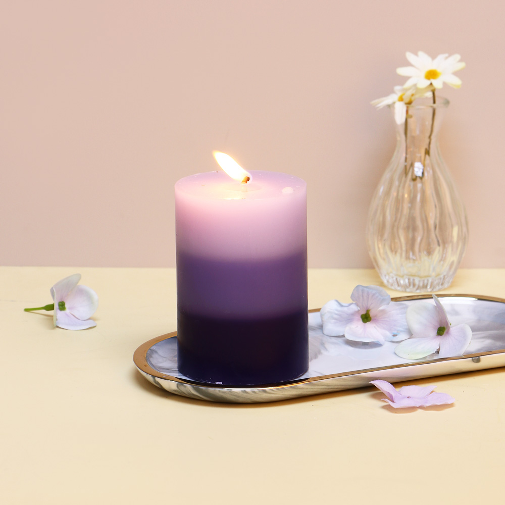 LADECOR Свеча ароматическая, парафин, градиент, 7x10 см, аромат лаванда - #3