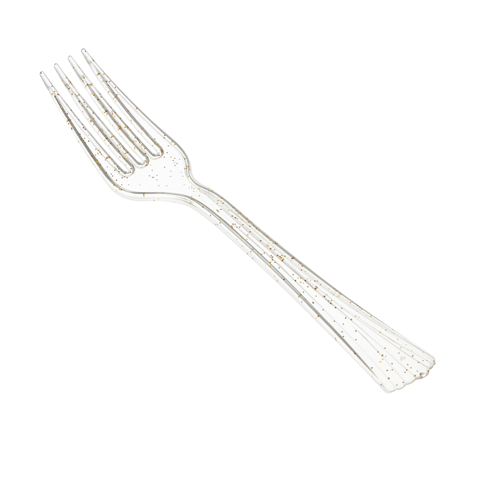 Набор столовых приборов одноразовых тм Fntastic, 20 шт, пластик, золото, вилки, ложки - #3