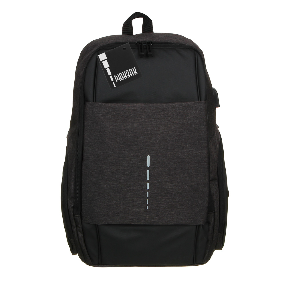Рюкзак универсальный 48x33x15см, 1 отд, 2 карм., отделка прорезин.матер., вых.USB/наушн., ПЭ, черный - #7