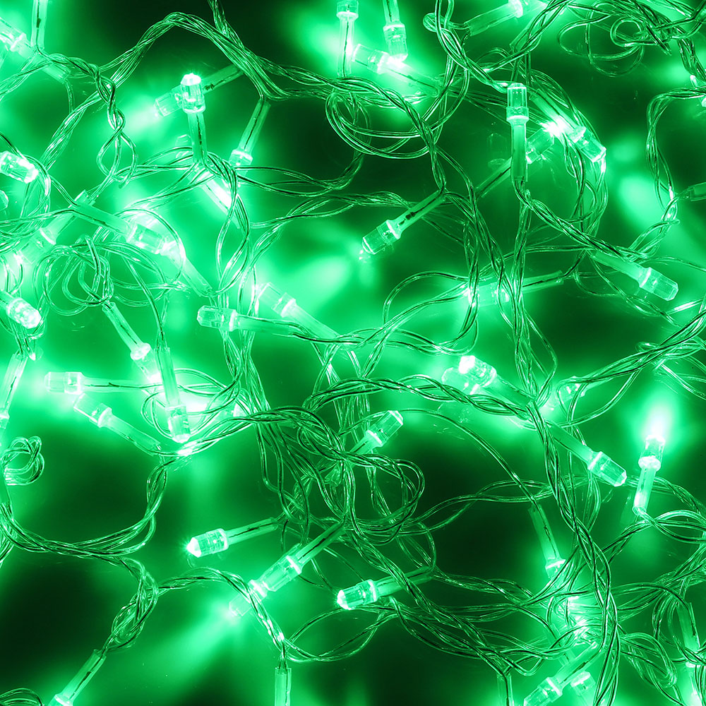Гирлянда светодиодная Вьюн СНОУ БУМ 9м, 100LED-алмаз, изумрудный, прозрачный провод, 220В - #1