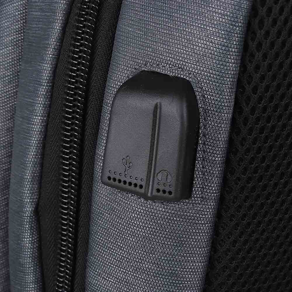 Рюкзак универсальный 46x35,5x19см, 2 отд, 3 карм., спинка с эрг.элементами, USB/науш., серый, ПЭ - #6