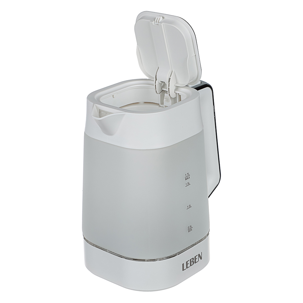 LEBEN Чайник электрический 1,7л матовое стекло, белый - #3