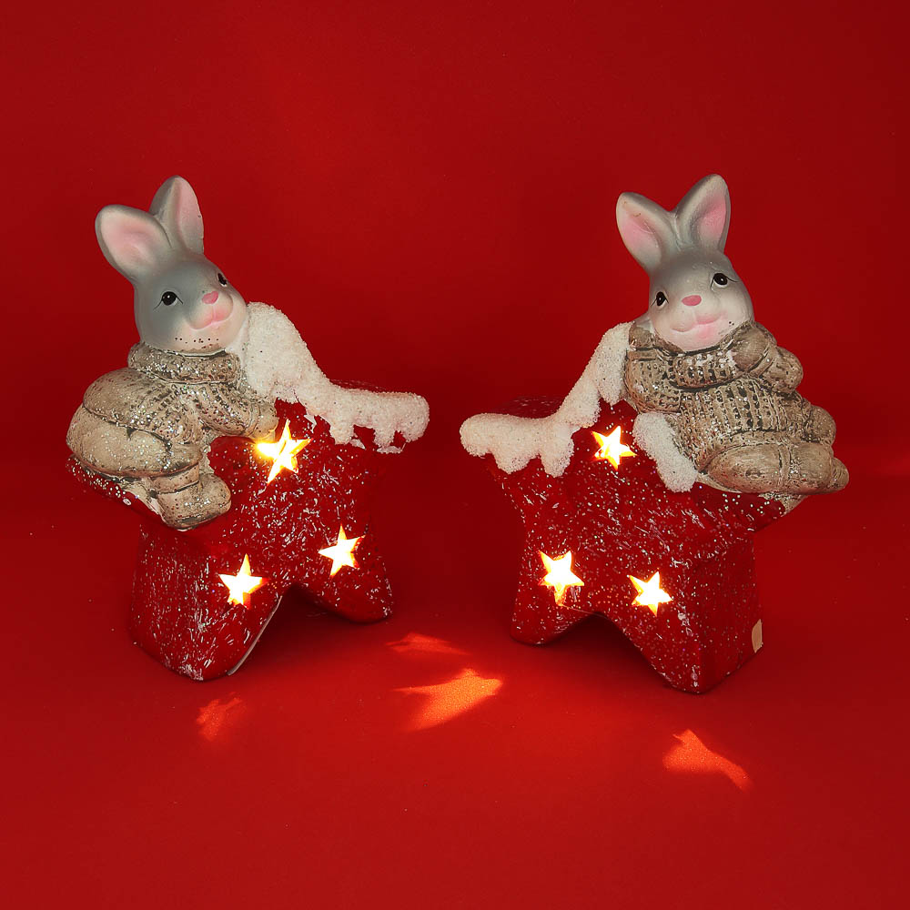 СНОУ БУМ Фигурка в виде кролика с подсветкой, керамика, 12,6x6x16 см, арт 2, 2 вида - #1
