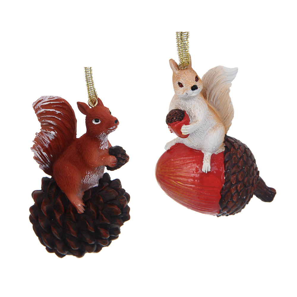 СНОУ БУМ Декоративная подвеска "Белка", полистоун, 2 дизайна - #1