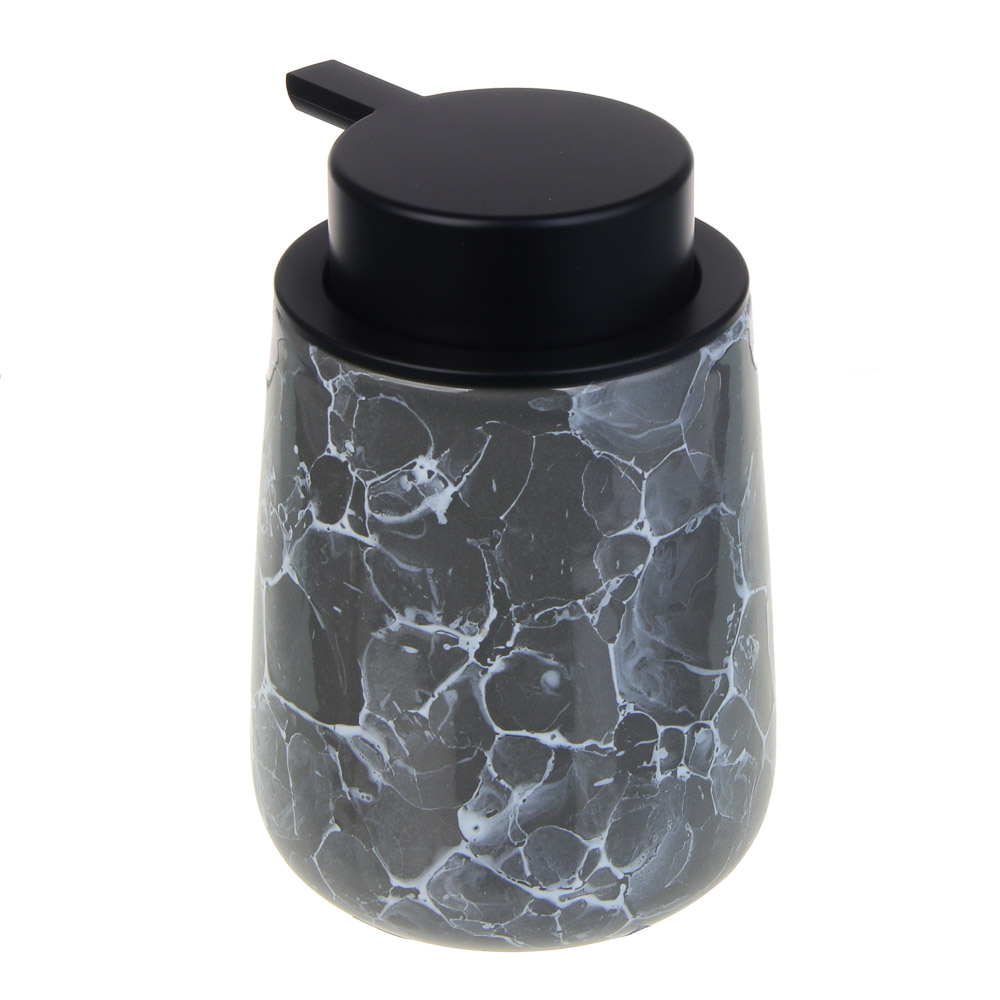 VETTA Дозатор для жидкого мыла, 320 мл, 13x9x9 см, керамика, "Космос", мрамор серый - #4