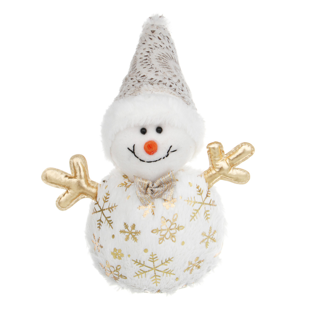 СНОУ БУМ Фигура декоративная "Снеговик" 42 см, полиэстер, белый, золото - #2