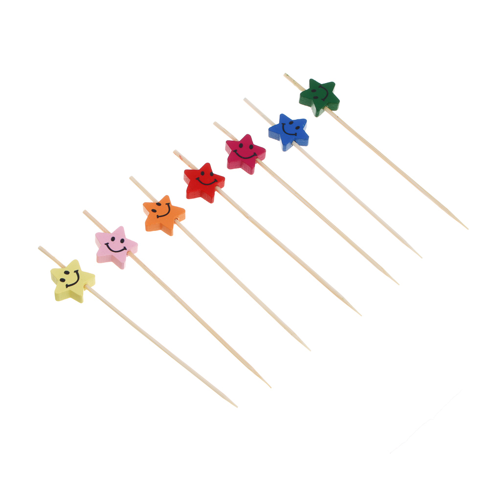 Шпажки "Звезды", 12x2см, бамбук, дерево, 24 шт - #2