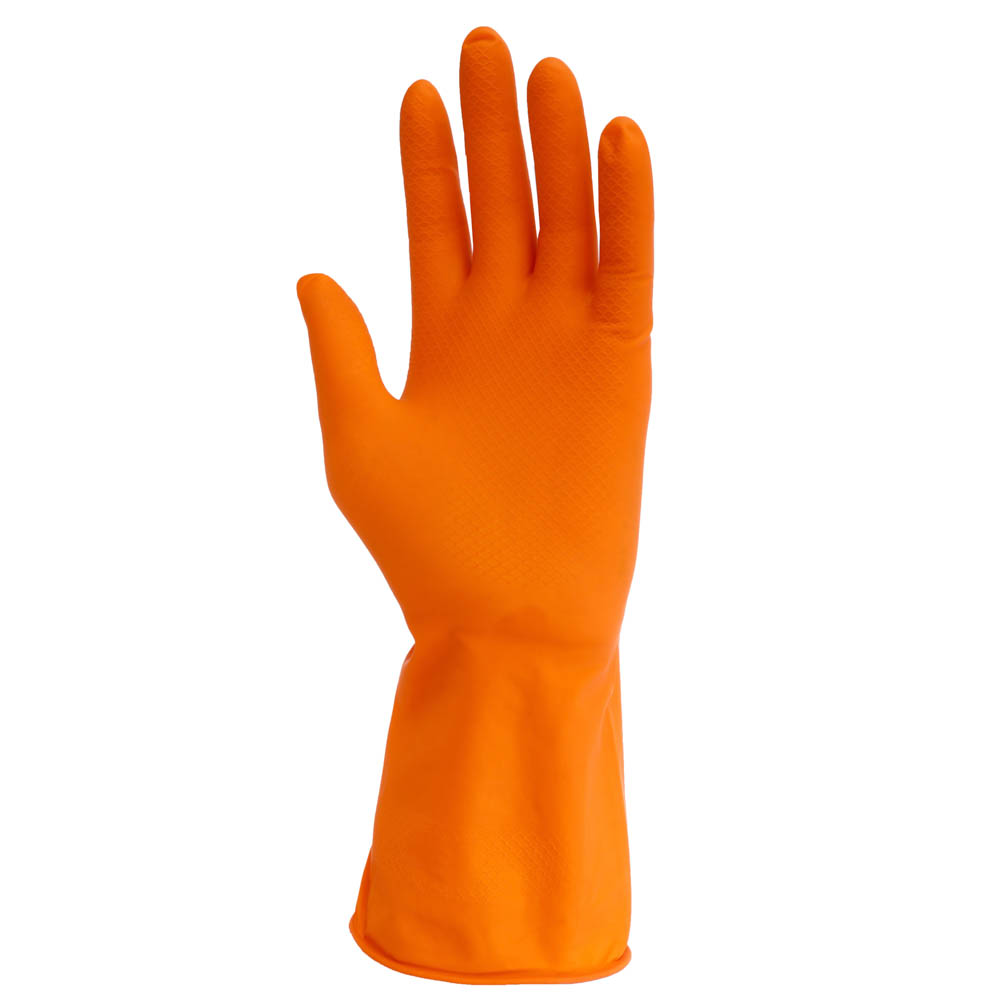 Перчатки резиновые Vetta для уборки оранжевые, L - #2