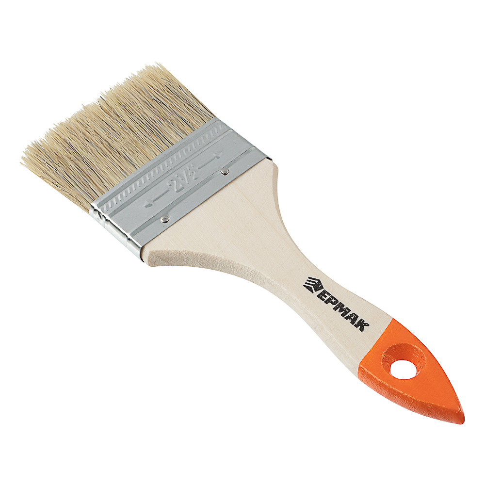 ЕРМАК/HEADMAN Кисть малярная плоская "Бейсик" нат. щетина 2,5" (63мм) - #1