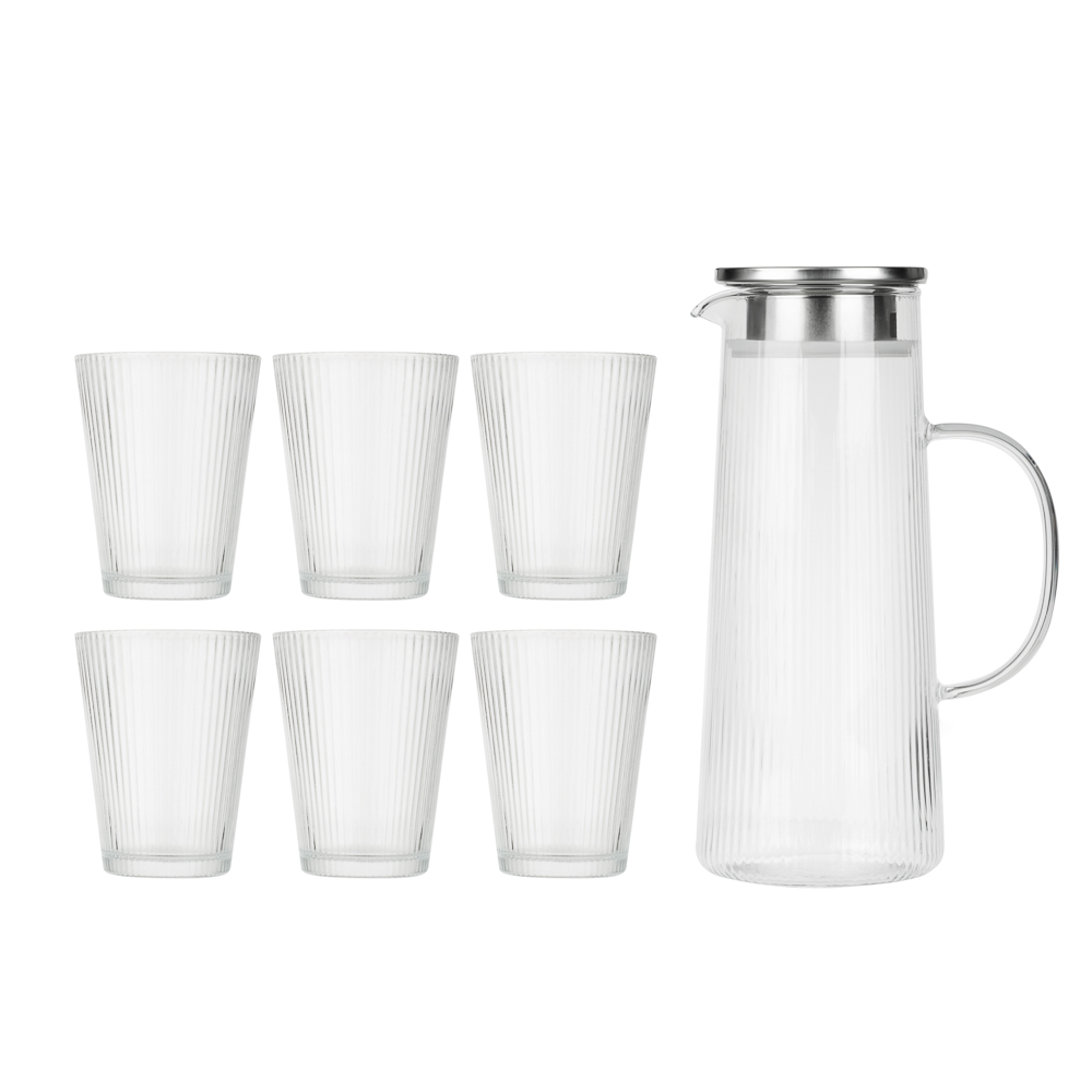 SATOSHI Набор Кувшин 1,3л, 6 стаканов 200мл, стекло, нерж.сталь - #1