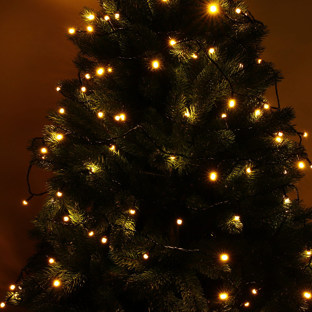 СНОУ БУМ Гирлянда эл. вьюн 10м, 100LED, 6-гран. диод с пузырями, шампань, 8 реж., ПВХ черный, 220В - #7