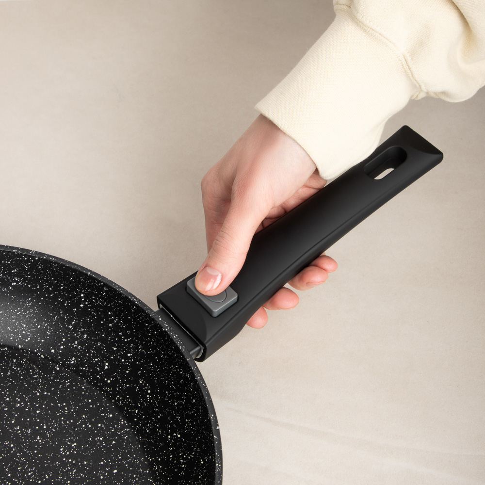 SATOSHI Оникс Сковорода литая d28см, антипригарное покрытие "мрамор", съемная ручка, индукция - #15