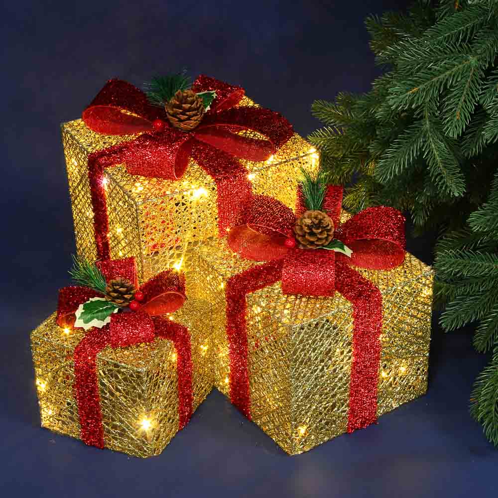 СНОУ БУМ Подарок, 60 LED, шампань, постоянное свечение, 3 шт в наборе - #6