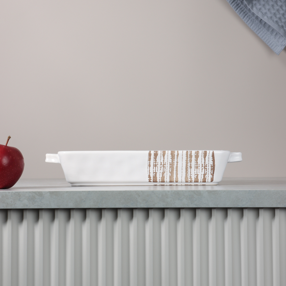 MILLIMI Форма для запекания и сервировки прямоугол.с ручками, керамика, 31х19х5,5см, 1,4л, белая - #16