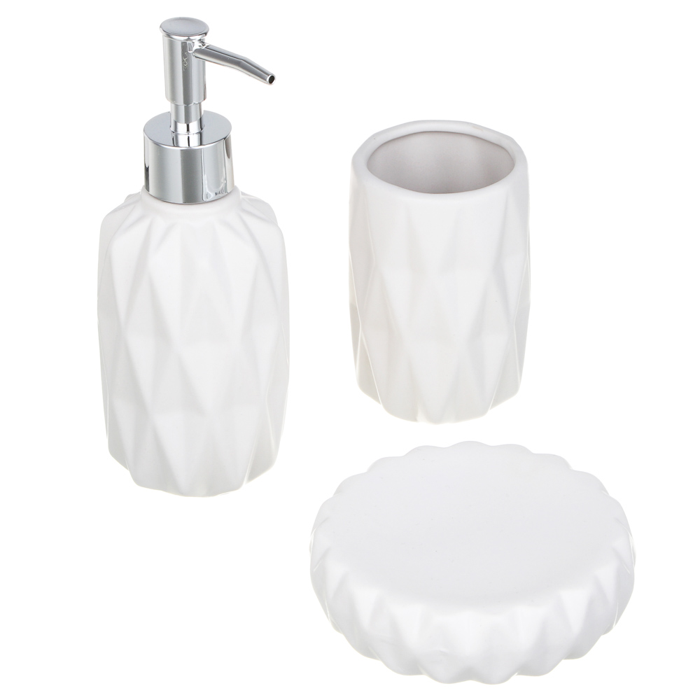 VETTA Мыльница, керамика, 11,5x11,5x3 см, ромбы, молочный - #4