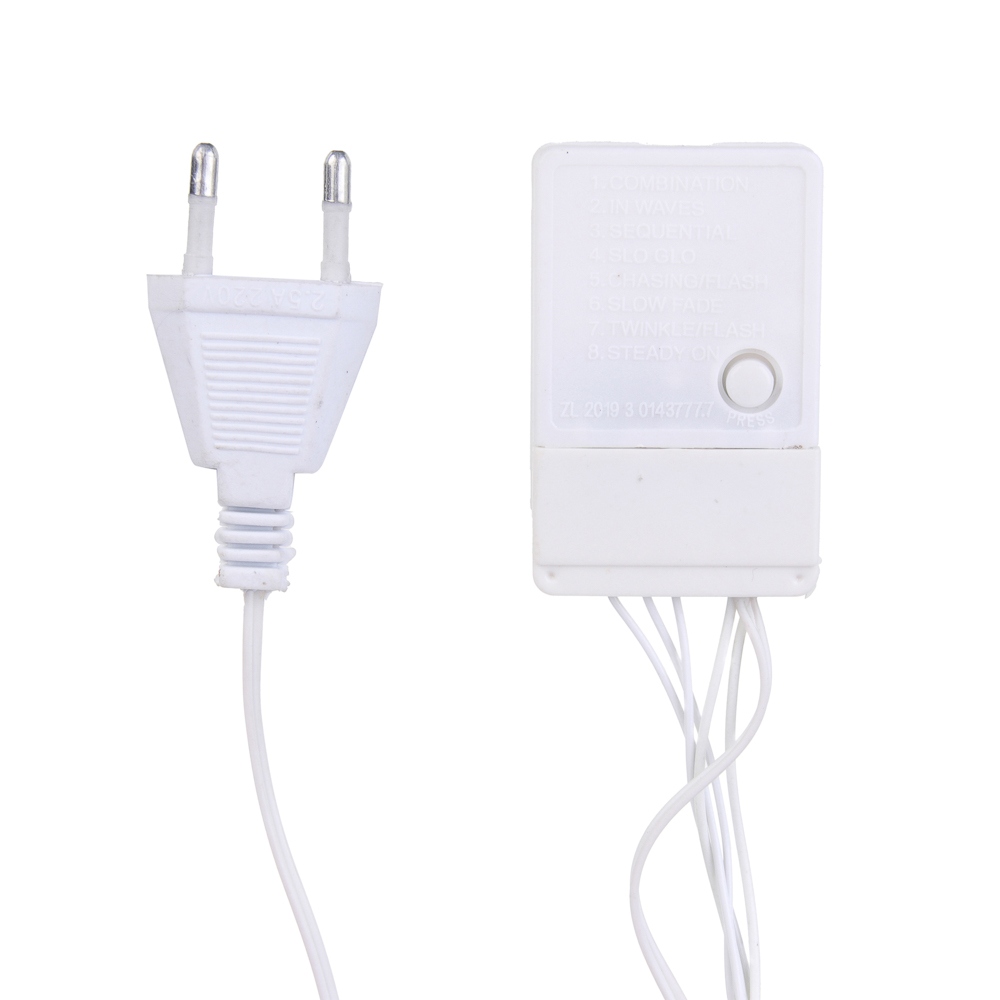 СНОУ БУМ Гирлянда эл. бахрома 2.5x0.35х0.55x0.75м, 80LED,мульти MIX, 8 реж, ПВХ белый, коннект, 220В - #3