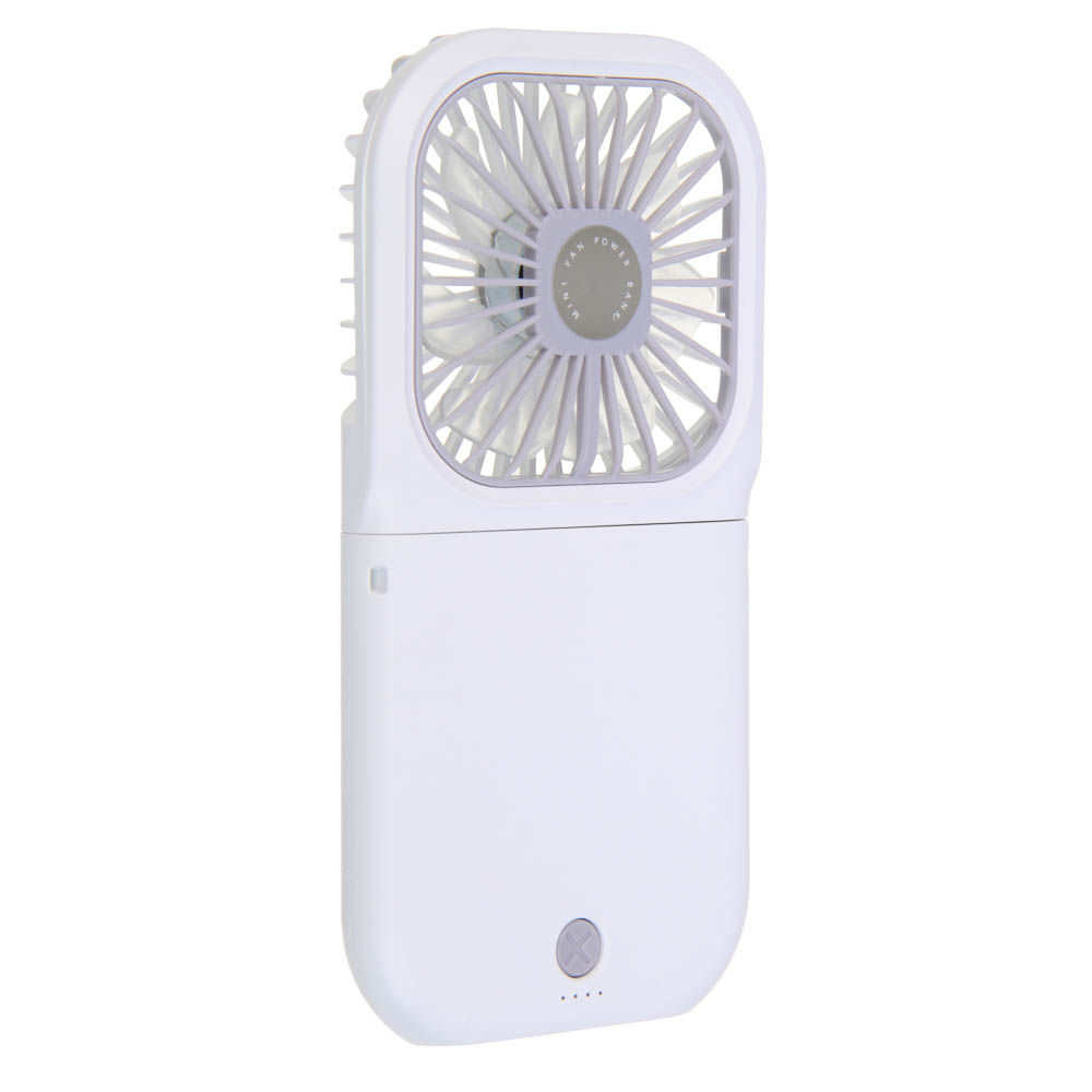 Вентилятор ручной складной с пауэрбэнком тм LEBEN 3.7в/1200мАч, USB-кабель, белый - #1
