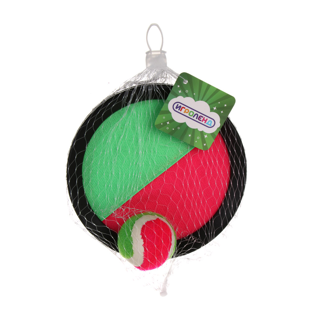 Набор поймай мяч, детский, ИГРОЛЕНД, (2 тарелки-липучки, мяч), d15,5 см, PP, нейлон - #6