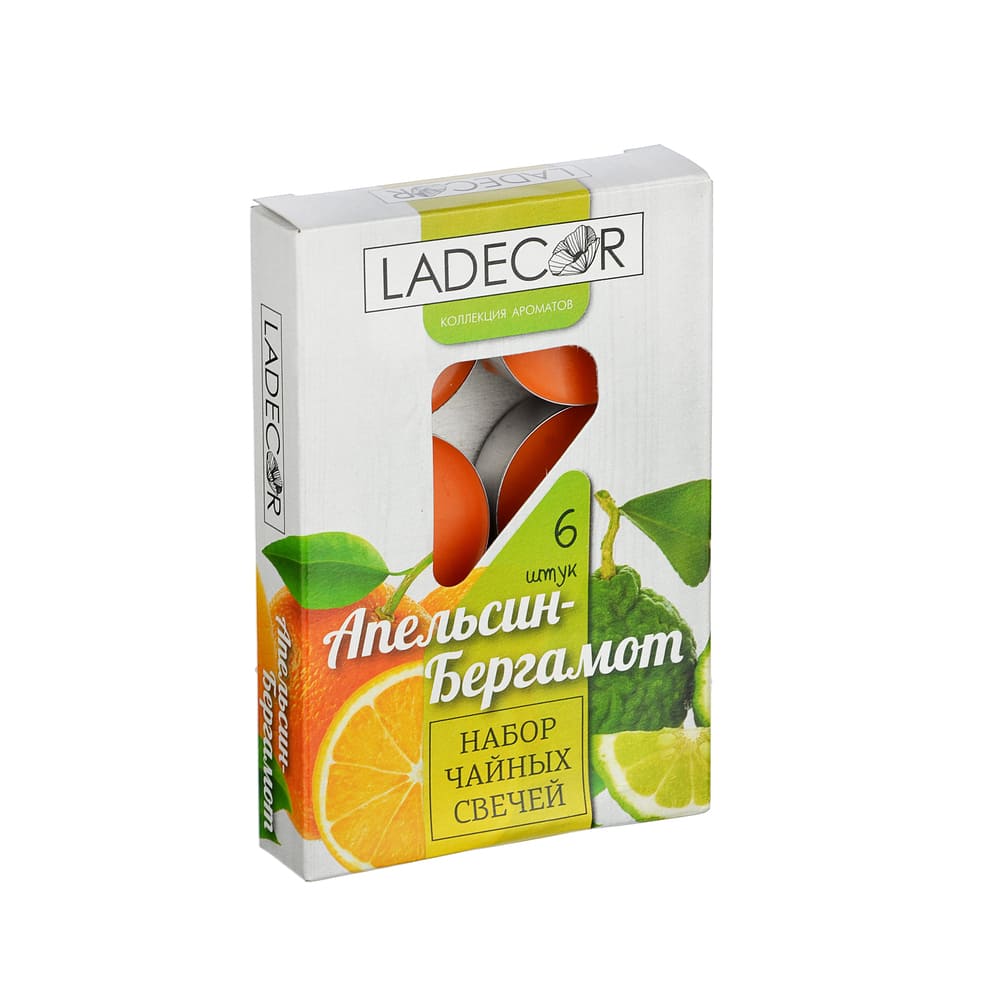 LADECOR Набор свечей чайных ароматических, 6шт, парафин, 5 ароматов - #1