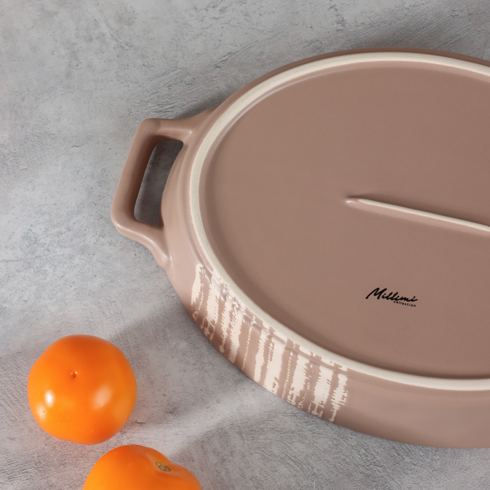 MILLIMI Форма для запекания и сервировки овал.с ручками, керамика, 31х20,5х5см, 1,1л, бежевая - #17