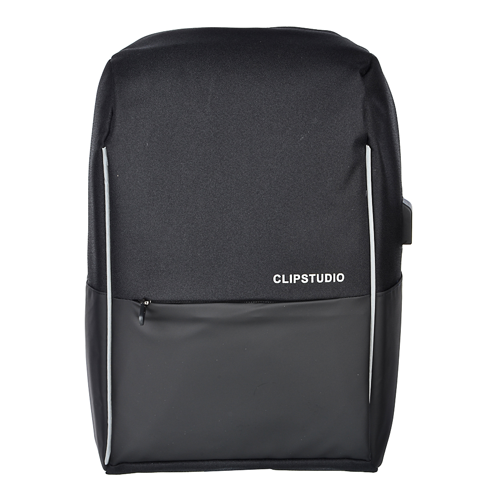 Рюкзак подростковый, 45x32x15см, 1 отделение, ПЭ, иск.кожа, спинка с эрг.элем., USB, черный - #1