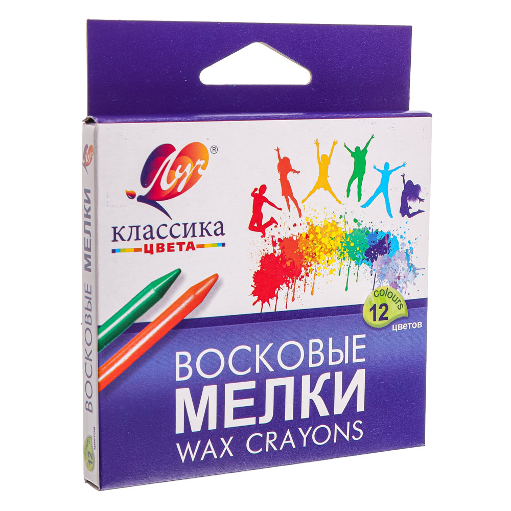 ЛУЧ Мелки восковые "Классика", 12 цветов, круглые, 9х0,8см, в картонной коробке с подвесом - #2