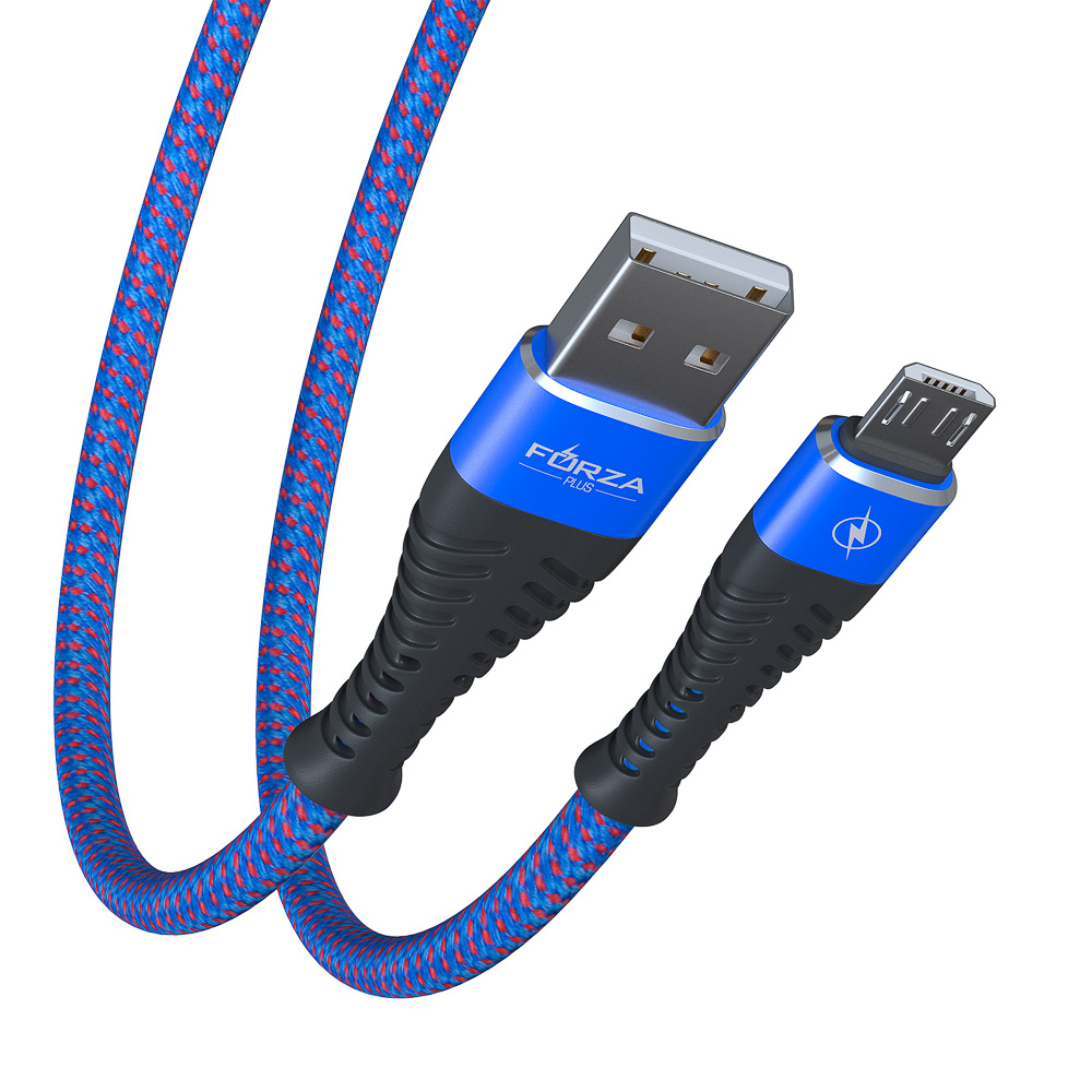 FORZA Кабель для зарядки Венеция Micro USB, 1м, 2А, тканевая оплётка, 3 цвета, пакет - #9