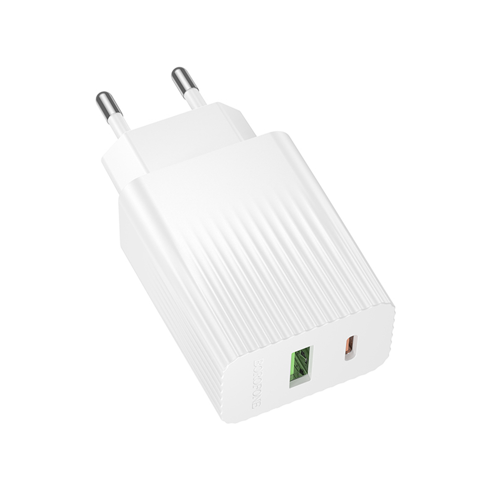 Borofone Зарядное устройство модель BAS74A, 1xUSB-C PD, 1xUSB-A QC 20W, цвет: белый - #2