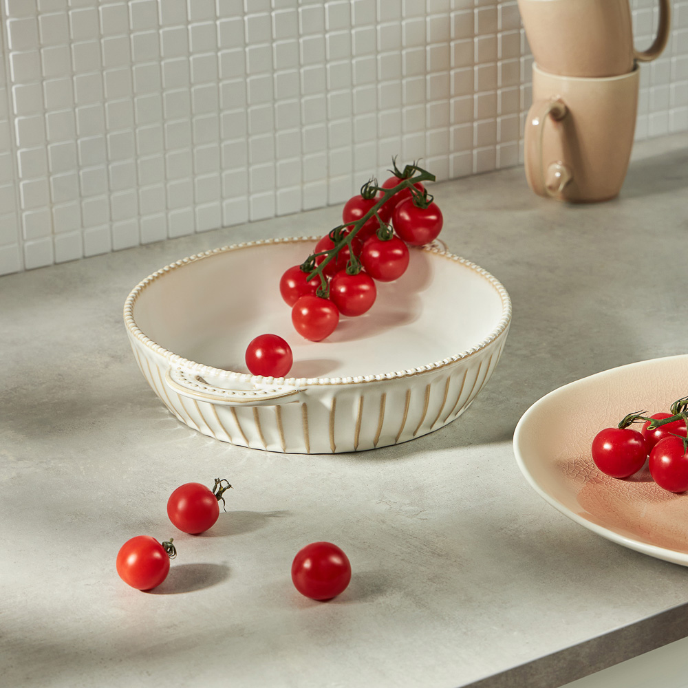 BY COLLECTION Форма для запекания и сервировки кругл.с ручками, керамика, 29,5х24х5,5см, бел. - #11