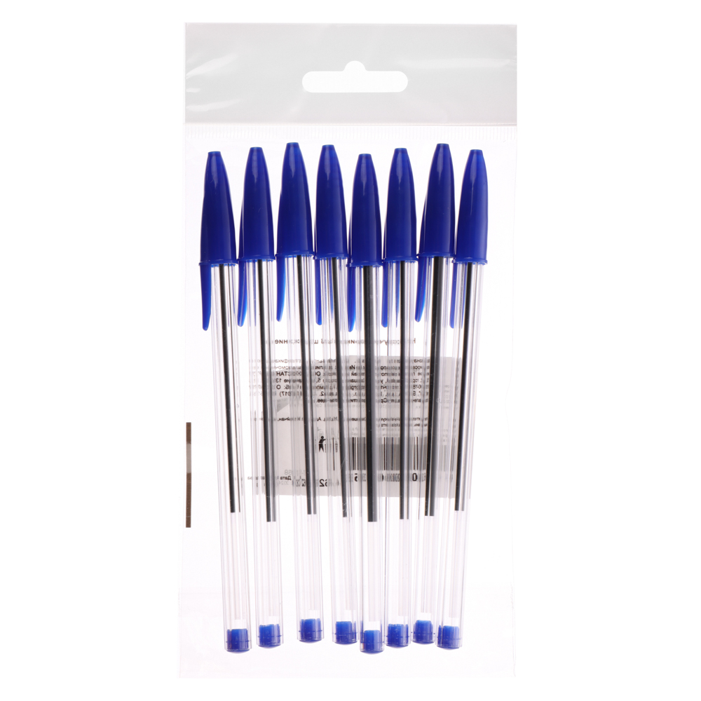 Набор ручек шариковых, синие, 8 шт. в уп. - #6