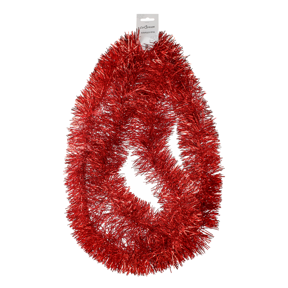 СНОУ БУМ Мишура Норка 9x200см, ПЭТ, красная - #3