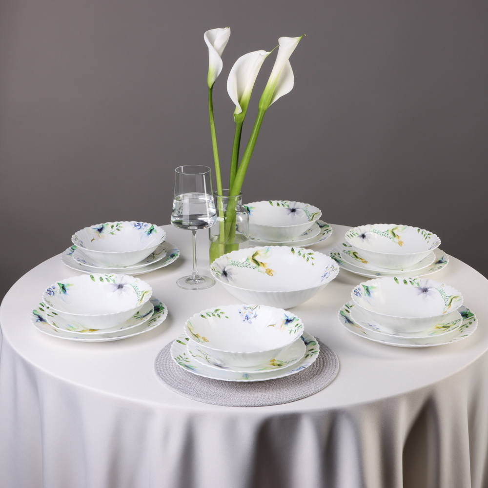 MILLIMI Шабер Набор столовой посуды 19 пр., опаловое стекло - #12