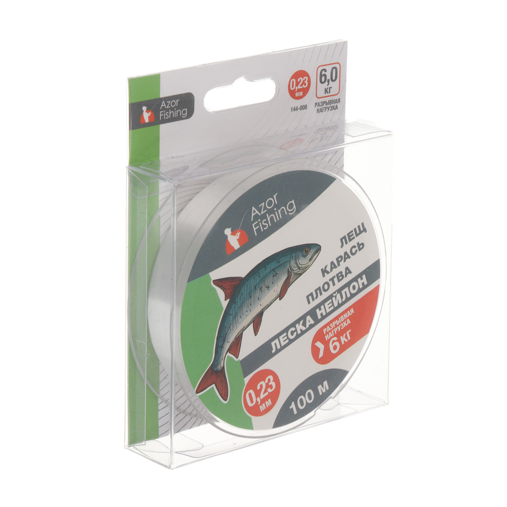 Леска "Лещ, Карась, Плотва" тм AZOR FISHING, нейлон, 100м, 0,23мм, 6,0кг,прозрачный - #5