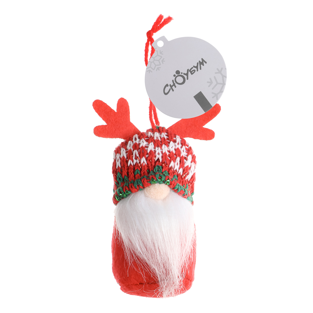 СНОУ БУМ Подвес гномик 6x13 см, полиэстер, красный - #3