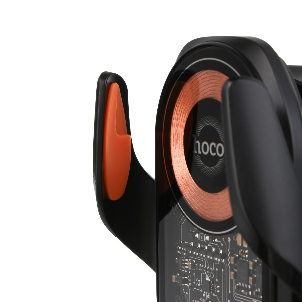 Держатель автомобильный для телефона hoco. модель HW34, беспроводная зарядка, черный - #8