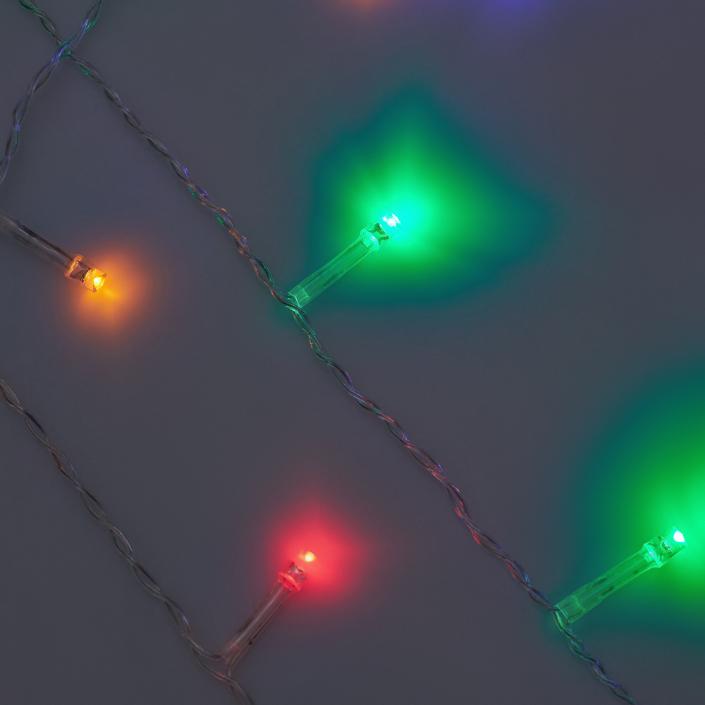 СНОУ БУМ Гирлянда эл. бахрома, 96LED, 3x0,7м, мультицвет, 8 реж, ПВХ прозр., коннектор, 220В - #9
