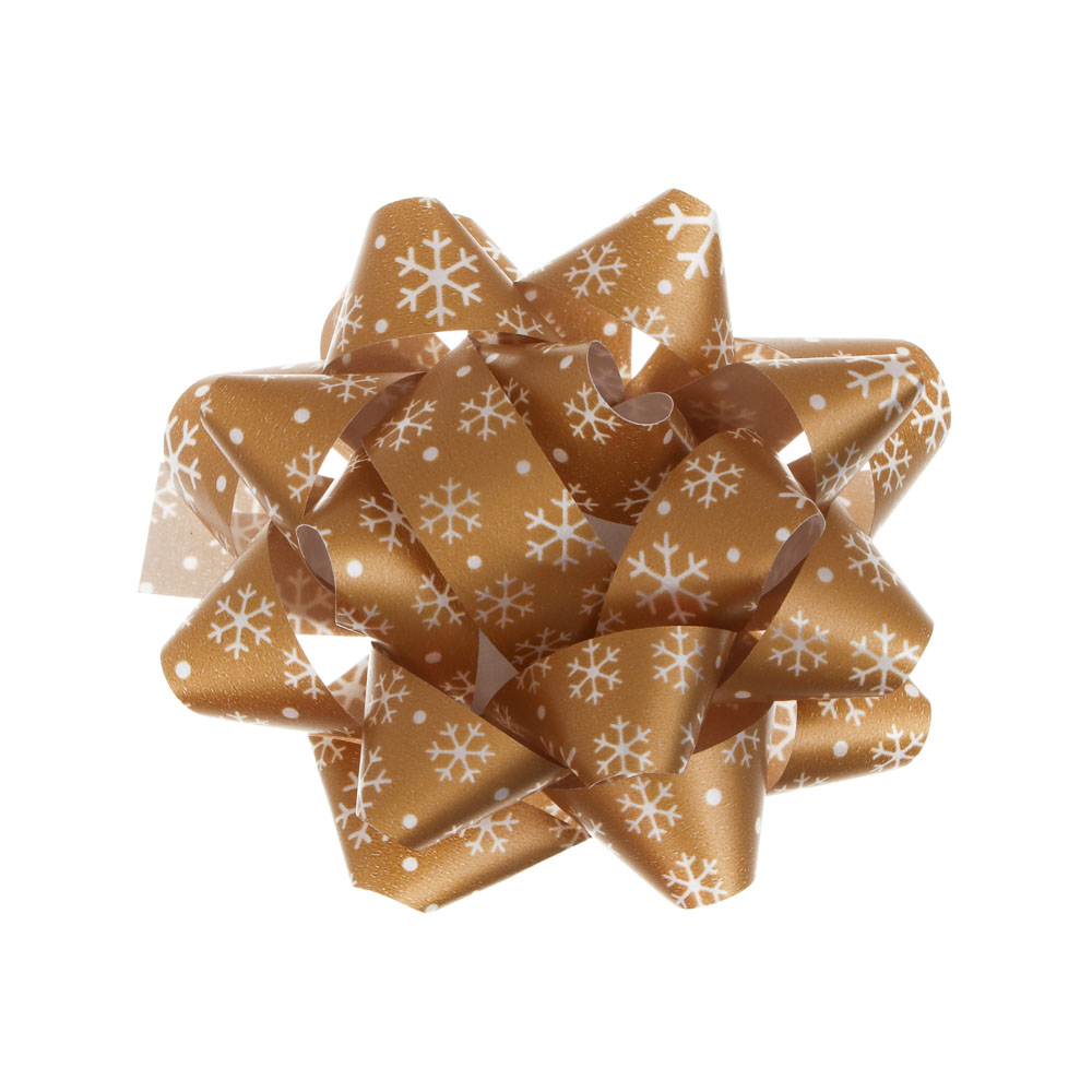 Набор бантов тм СНОУ БУМ принт снежинки, 10 см, 2 шт на подложке, ПП, 3 диз. - #3