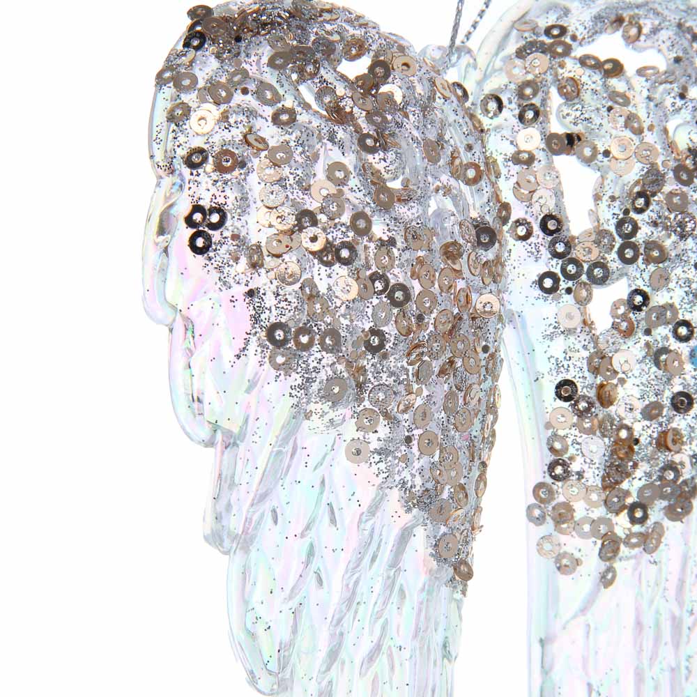 СНОУ БУМ Декоративная подвеска "Крылья" 15 см, пластик, глиттер - #3