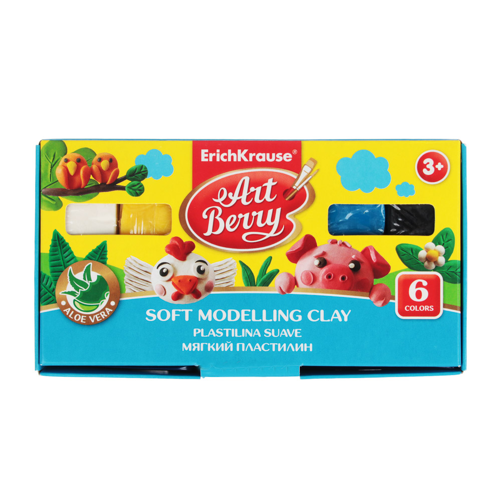 Erich Krause Пластилин мягкий 6 цветов 120г, с алоэ вера, со стеком, в картонной коробке, 41780 - #1
