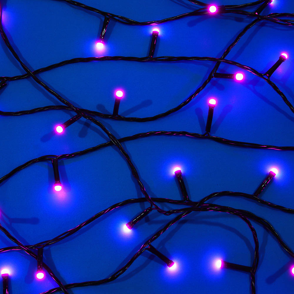 СНОУ БУМ Гирлянда эл. вьюн 10м, 100LED, розовый, 8 режимов, ПВХ черный, 220В - #1