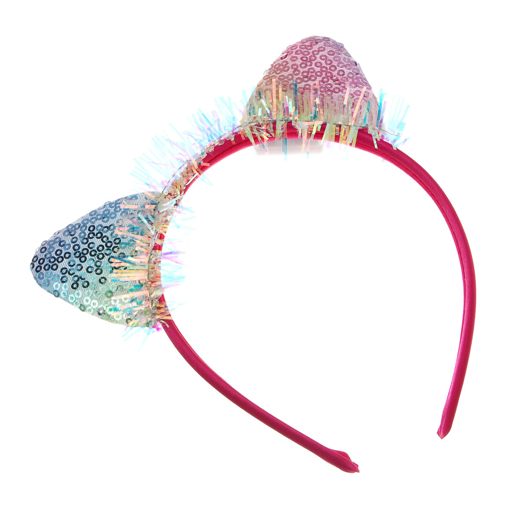 СНОУ БУМ Ободок светящийся с ушками, LED, диаметр 11,5см, пластик, полиэстер, 3хAG13, 3 реж., 4 диз. - #4