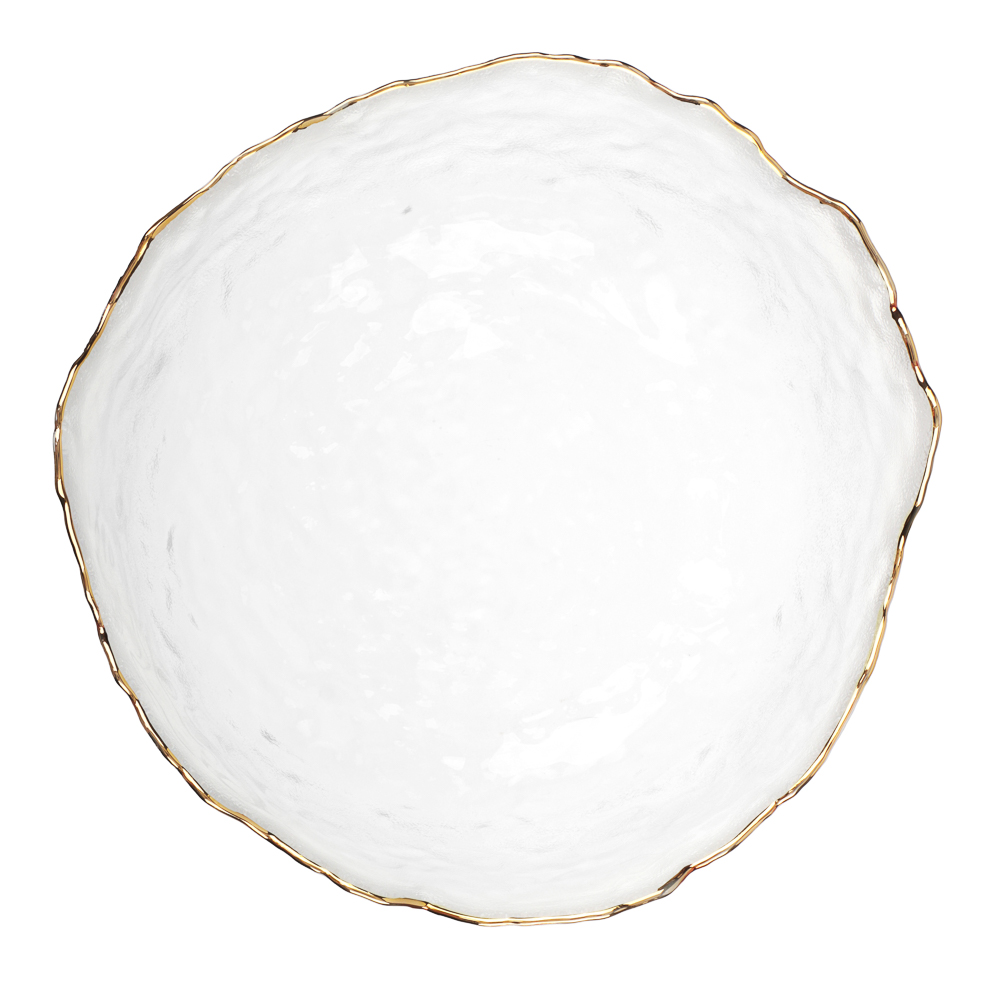 MILLIMI Салатник 13.5x13.5x6см, стекло, прозрачный с золотой каймой - #5