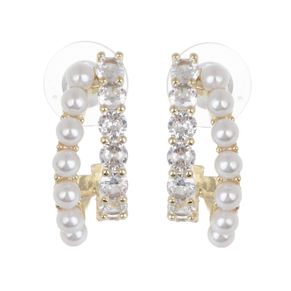 Серьги, медь, цирконий, 2 дизайна, БЖ25-1 - #2