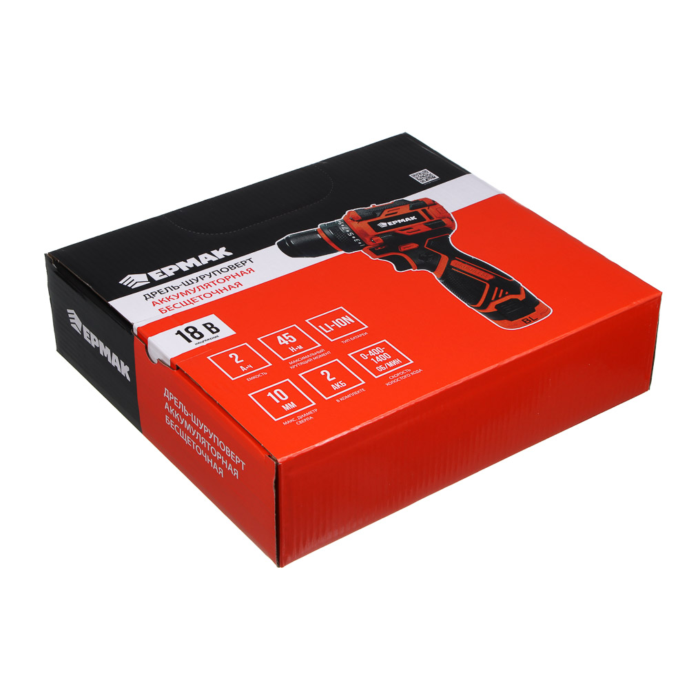 ЕРМАК Дрель-Шуруповерт бесщеточный в кейсе, 2 АКБ, 20в/2А, короткий корпус - #10