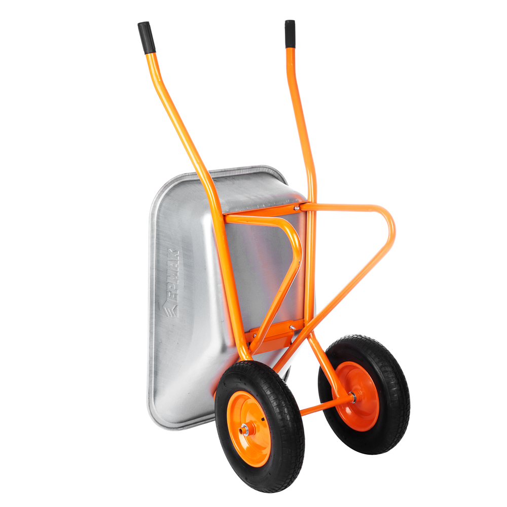 ЕРМАК Тачка строительная, двухколёсная, усиленная, грузоподъемность 320кг, сталь/оцинк 0,8 мм, 110л - #6