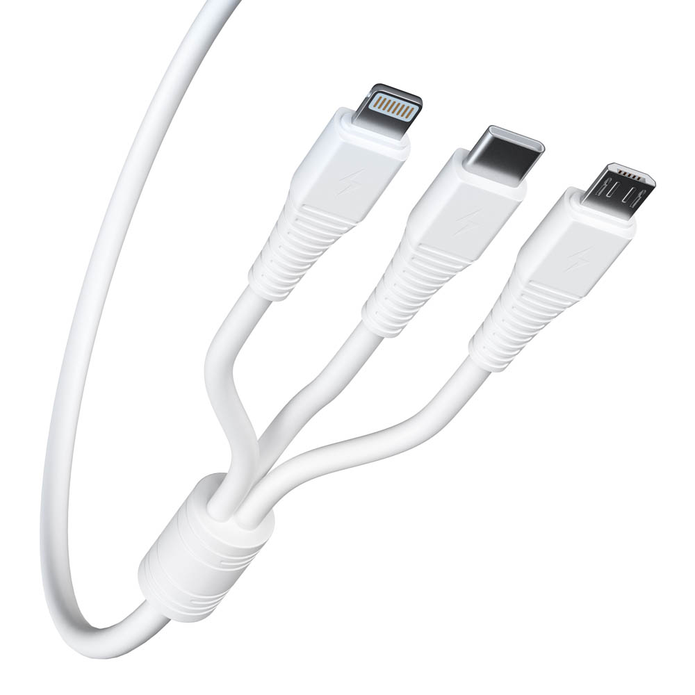 BY Кабель для зарядки 3 в 1 Классика iP/Micro USB/Type-C, 1м, 3A, белый - #5
